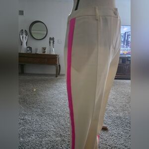 Cream Trousers with Pink Side Stripe